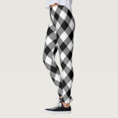 Diagonal-Gingham-Karo in Schwarz und Weiß Leggings (Links)