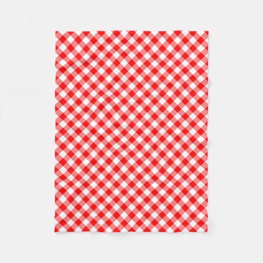 Diagonal Gingham Karo, rot und weiß Fleecedecke (Vorderseite)