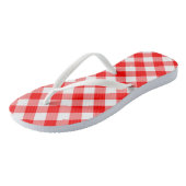 Diagonal-Gingham-Karo, rot und weiß, groß Badesandalen (Schrägansicht)