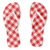 Diagonal-Gingham-Karo, rot und weiß, groß Badesandalen (Fußbett)