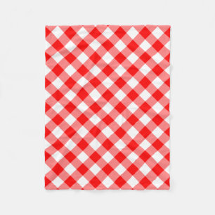 Diagonal-Gingham-Karo, rot und weiß, groß Fleecedecke