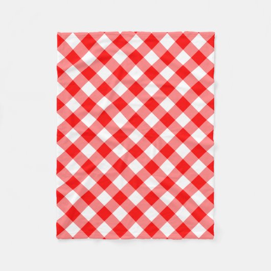 Diagonal-Gingham-Karo, rot und weiß, groß Fleecedecke (Vorderseite)