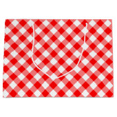 Diagonal-Gingham-Karo, rot und weiß, groß Große Geschenktüte (Vorderseite)