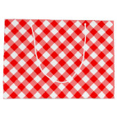 Diagonal-Gingham-Karo, rot und weiß, groß Große Geschenktüte (Rückseite)