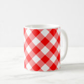 Diagonal-Gingham-Karo, rot und weiß, groß Kaffeetasse (VorderseiteRechts)