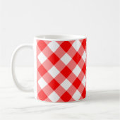Diagonal-Gingham-Karo, rot und weiß, groß Kaffeetasse (Links)