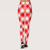 Diagonal-Gingham-Karo, rot und weiß, groß Leggings (Rückseite)