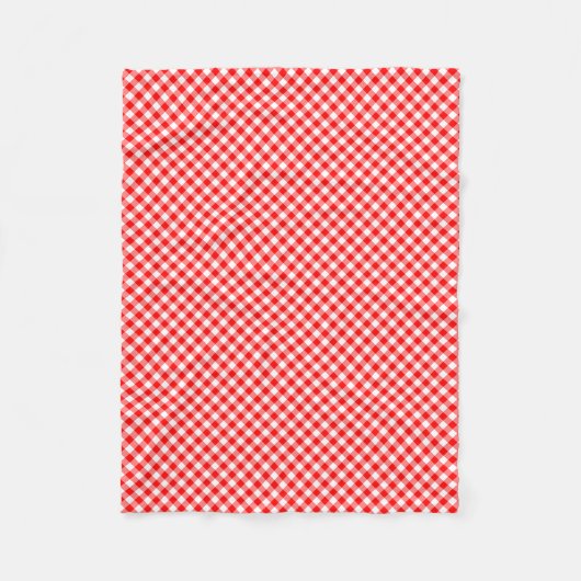 Diagonal-Gingham-Karo, rot und weiß, klein Fleecedecke (Vorderseite)