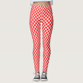 Diagonal-Gingham-Karo, rot und weiß, klein Leggings (Vorderseite)