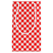 Diagonal Gingham Karo, rot und weiß Kleine Geschenktüte (Vorderseite)