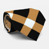 Diagonal Gingham Muster in Schwarz, Weiß, Braun Krawatte (Gerollt)