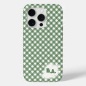 Diagonal Gingham Pattern in Green with Initials Case-Mate iPhone Hülle (Rückseite)
