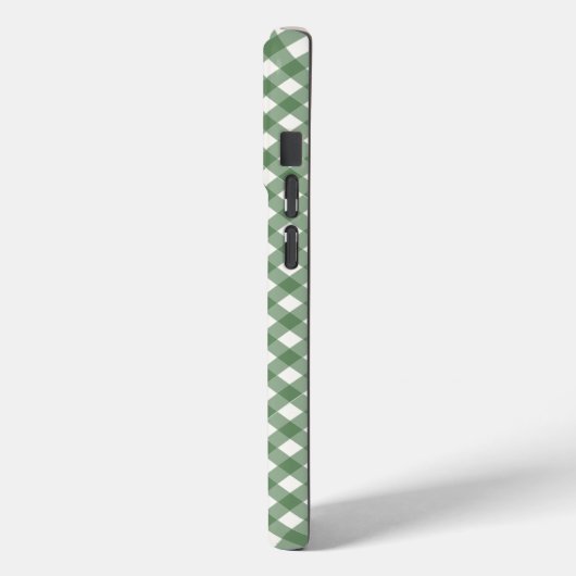 Diagonal Gingham Pattern in Green with Initials Case-Mate iPhone Hülle (Rückseite / Links)
