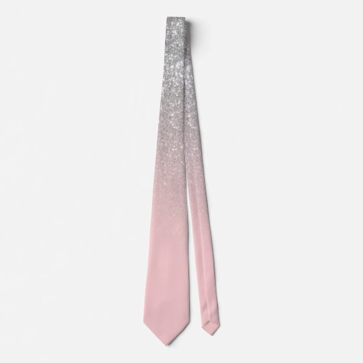 Diagonal Girly Silver Blush Pink Ombre Gradient Krawatte (Vorderseite)