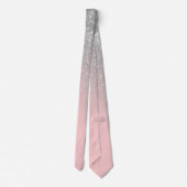Diagonal Girly Silver Blush Pink Ombre Gradient Krawatte (Rückseite)