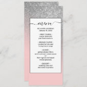 Diagonal Girly Silver Blush Pink Ombre Gradient Menükarte (Vorne/Hinten)