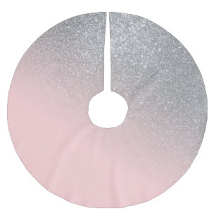 Diagonal Girly Silver Blush Pink Ombre Gradient Polyester Weihnachtsbaumdecke