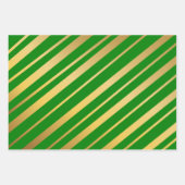 Diagonal Gold Streifen Red Blue Green Muster Geschenkpapier Set (Vorderseite 2)