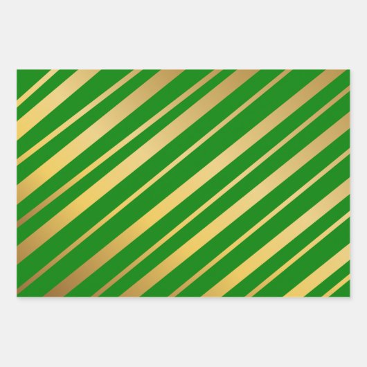 Diagonal Gold Streifen Red Blue Green Muster Geschenkpapier Set (Vorderseite 2)