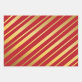 Diagonal Gold Streifen Red Blue Green Muster Geschenkpapier Set (Vorderseite)