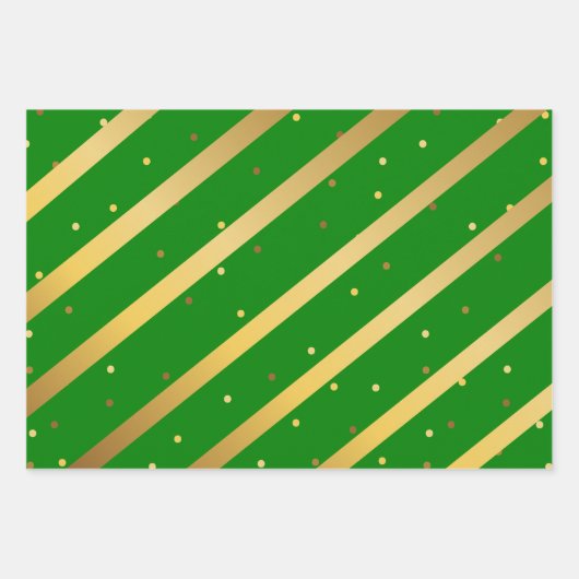 Diagonal Gold Stripes Polka Dots Red Blue Green Geschenkpapier Set (Vorderseite 2)