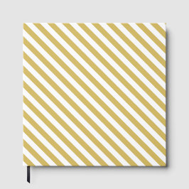 Diagonal golden yellow and white stripes pattern gästebuch