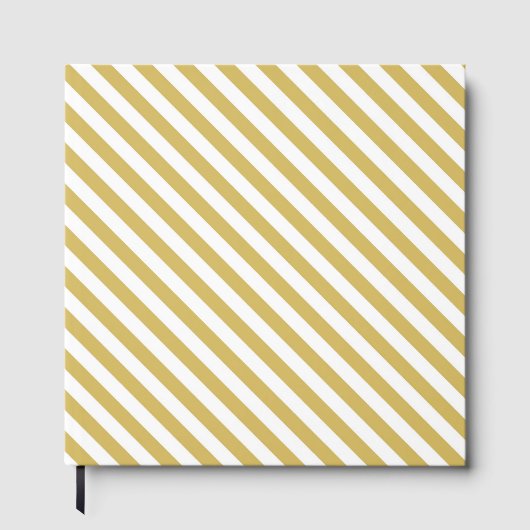 Diagonal golden yellow and white stripes pattern gästebuch (Vorderseite)
