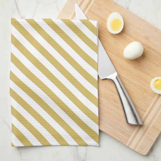 Diagonal golden yellow and white stripes pattern geschirrtuch (Viertel Falte)