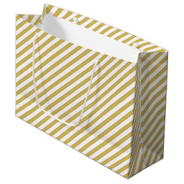 Diagonal golden yellow and white stripes pattern große geschenktüte