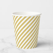 Diagonal golden yellow and white stripes pattern pappbecher (Rückseite)