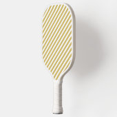 Diagonal golden yellow and white stripes pattern pickleball schläger (Links)