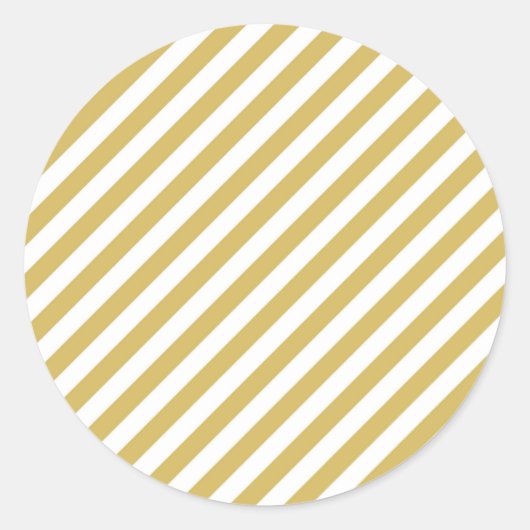 Diagonal golden yellow and white stripes pattern runder aufkleber (Vorderseite)