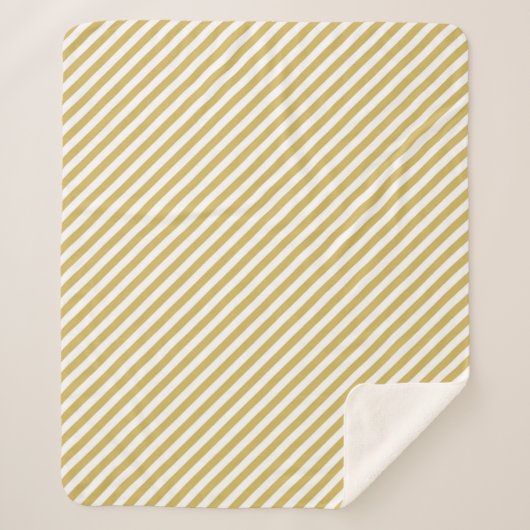 Diagonal golden yellow and white stripes pattern sherpadecke (Vorderseite)