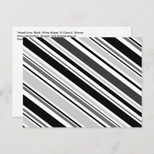 Diagonal Grau, Schwarz, Weiß Streifen Postkarte (Vorne/Hinten)