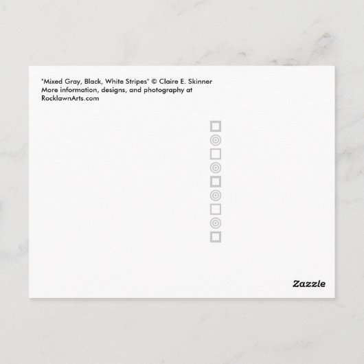 Diagonal Grau, Schwarz, Weiß Streifen Postkarte (Rückseite)