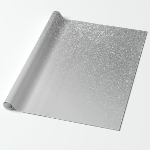 Diagonal Grau Silver Glitzer Gradient Ombre Geschenkpapier