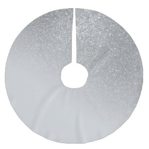Diagonal Grau Silver Glitzer Gradient Ombre Polyester Weihnachtsbaumdecke