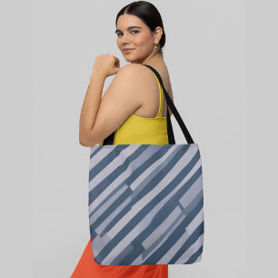 Diagonal grau und blau gestreifter abstrakter Hint Tasche