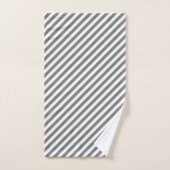 Diagonal gray and white stripes pattern badhandtuch set (Handtuch)