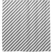 Diagonal gray and white stripes pattern duschvorhang (Vorderseite)