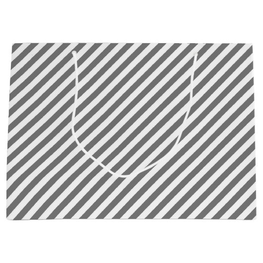 Diagonal gray and white stripes pattern große geschenktüte (Vorderseite)