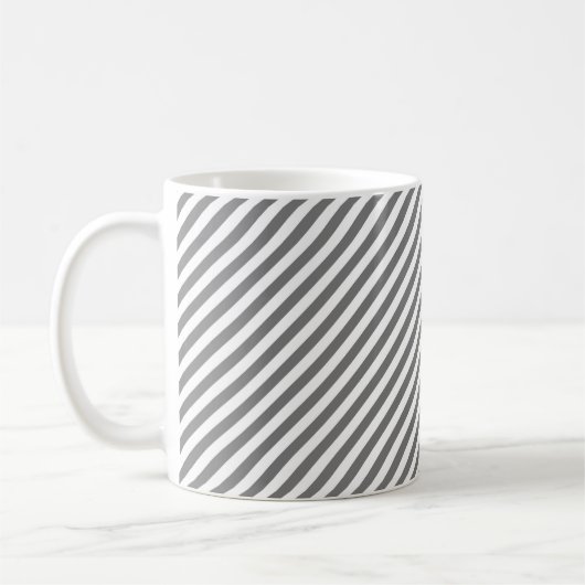 Diagonal gray and white stripes pattern kaffeetasse (Links)