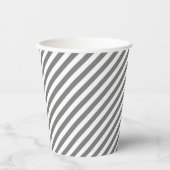 Diagonal gray and white stripes pattern pappbecher (Vorderseite)