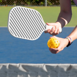 Diagonal gray and white stripes pattern pickleball schläger