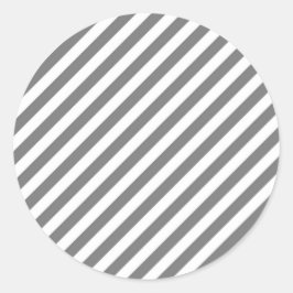 Diagonal gray and white stripes pattern runder aufkleber