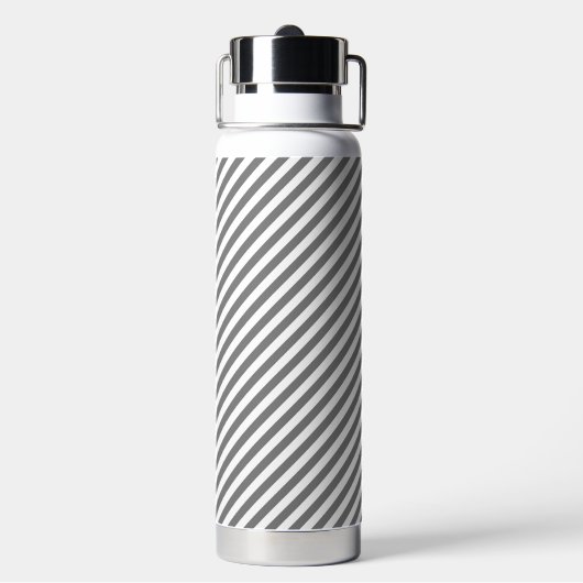 Diagonal gray and white stripes pattern trinkflasche (Hinten)