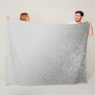 Diagonal Gray Silver Glitzer Gradient Ombre Fleecedecke
