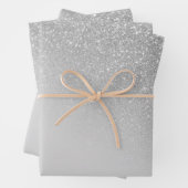 Diagonal Gray Silver Glitzer Gradient Ombre Geschenkpapier Set (Beispiel)