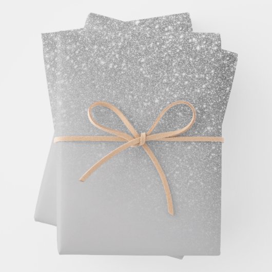 Diagonal Gray Silver Glitzer Gradient Ombre Geschenkpapier Set (Beispiel)