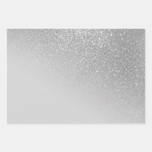Diagonal Gray Silver Glitzer Gradient Ombre Geschenkpapier Set (Vorderseite)